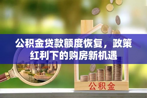 城中公积金贷款额度恢复，政策红利下的购房新机遇