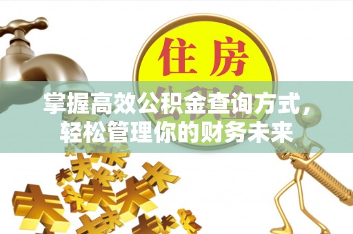 城中掌握高效公积金查询方式，轻松管理你的财务未来