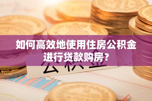 城中如何高效地使用住房公积金进行贷款购房？